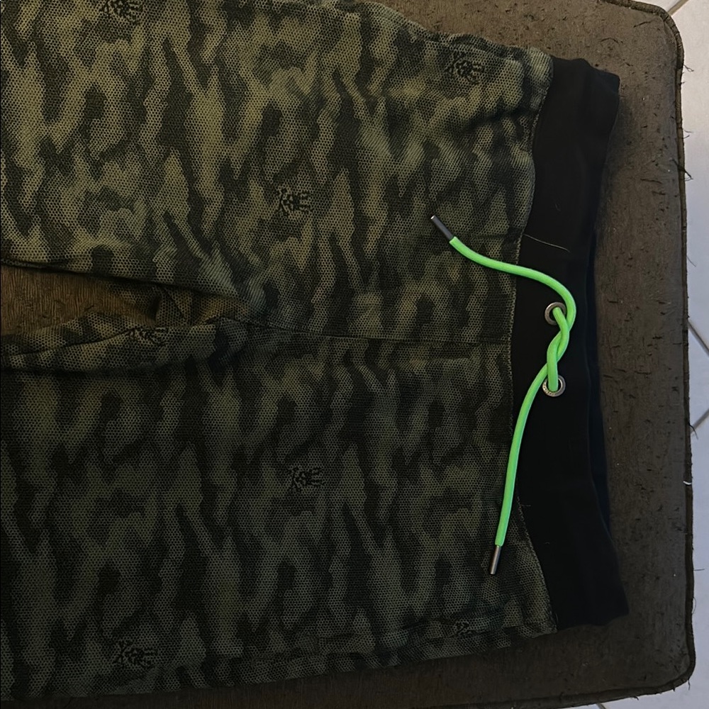 Psycho Bunny Camouflage Joggers with Neon Green Drawstring